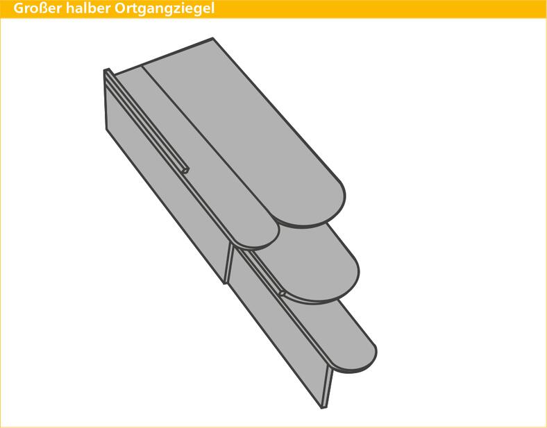 ERLUS Technische Zeichnung Biberschwanzziegel - Großer halber Ortgangziegel | © ERLUS AG 2018