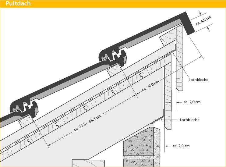 ERLUS Technische Zeichnung Linea® - Pultdach | © ERLUS AG 2018