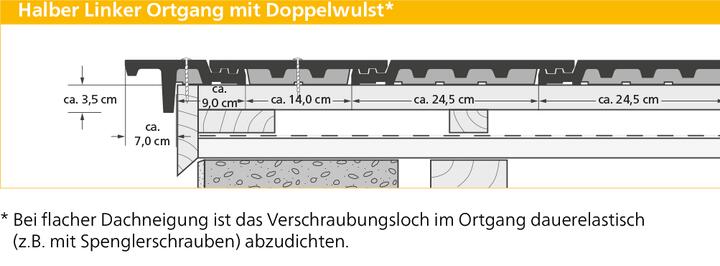 ERLUS Technische Zeichnung Linea® - Halber Linker Ortgang mit Doppelwulst | © ERLUS AG 2018