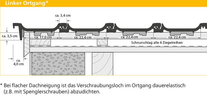ERLUS Technische Zeichnung Reformpfanne SL - Linker Ortgang | © ERLUS AG 2018