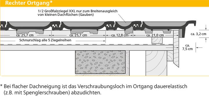 ERLUS Technische Zeichnung Reformpfanne XXL® - Rechter Ortgang | © ERLUS AG 2018