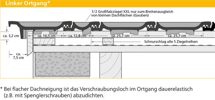 ERLUS Technische Zeichnung Reformpfanne XXL® - Linker Ortgang | © ERLUS AG 2018