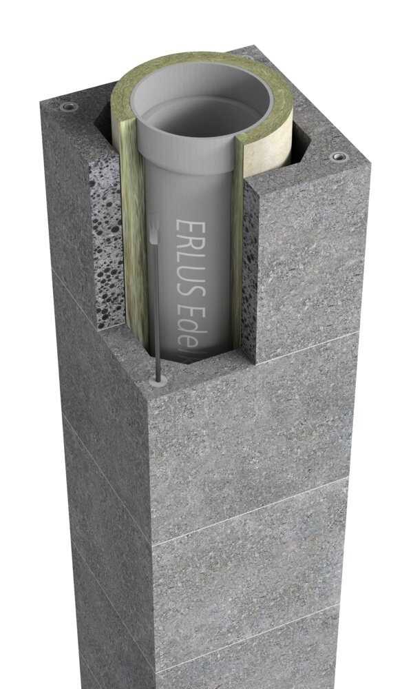 S, ERLUS Leistungsschornstein Geschosshoch, einzügig - Rendering | © ERLUS AG 2018