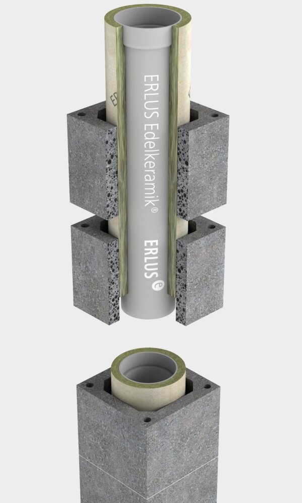 CI, ERLUS Leistungsschornstein, einzügig - Rendering | © ERLUS AG 2018